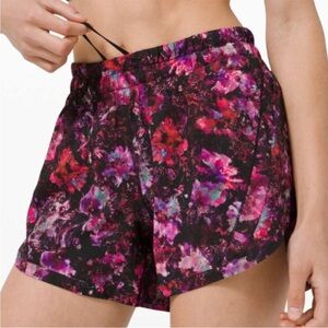 Lululemon Track That Short 5” Mid-Rise, Fluoro Floral Multi, Size 10